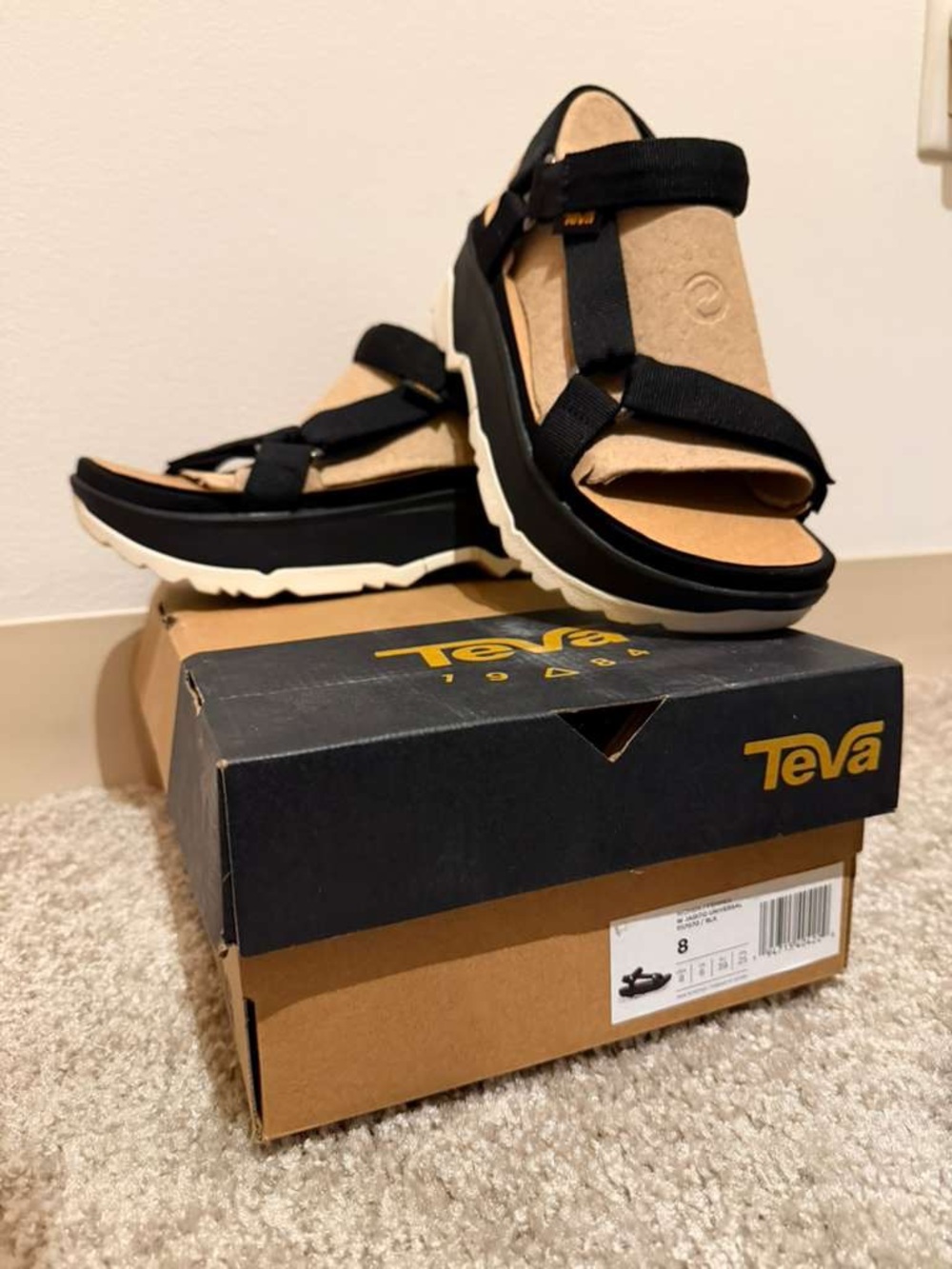 New in box! Teva Jadito Black Platform Sport Sandal with White Sole - Picture 4 of 5